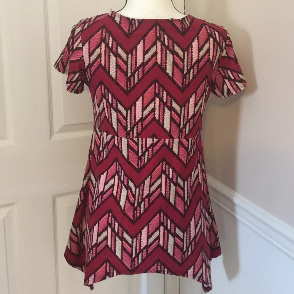 Maternity WILDE burgundy, pink & grey top, size S